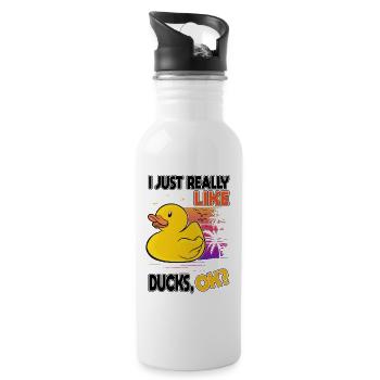 I just really like Ducks Gummiente Quietscheente - Trinkflasche mit integriertem Trinkhalm - Weiß - Rechts
