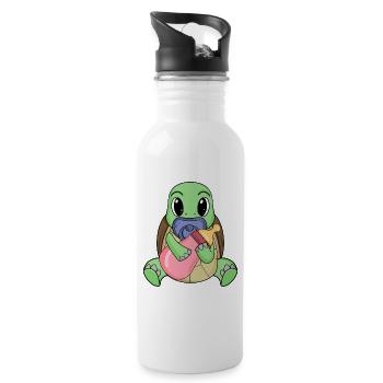 Bébé Tortue - Gourde avec paille intégrée - blanc - Droite