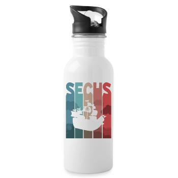 Piratenschiff 6 Jahre Kinder - Trinkflasche mit integriertem Trinkhalm - Weiß - Rechts