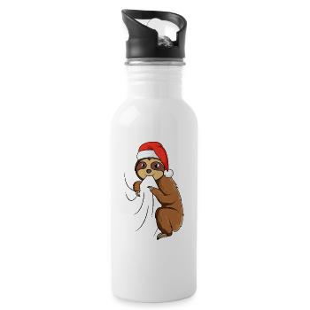Faultier Weihnachten - Trinkflasche mit integriertem Trinkhalm - Weiß - Rechts