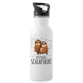 Faultier - Trinkflasche mit integriertem Trinkhalm - Weiß - Rechts