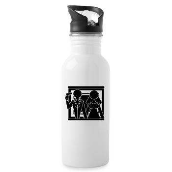 JGA Braut Bräutigam Heirat Game Over Geschenk - Trinkflasche mit integriertem Trinkhalm - Weiß - Rechts