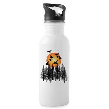 Wald Wildnis Natur Naturliebhaber Ökologie Vögel - Trinkflasche mit integriertem Trinkhalm - Weiß - Rechts