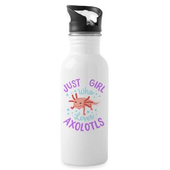 Axolotl Axolotl-Liebhaber Kawaii - Trinkflasche mit integriertem Trinkhalm - Weiß - Rechts