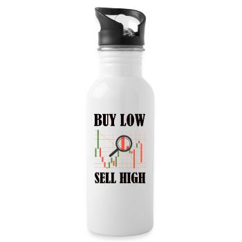 Finance - Cryptocurrency - Buy Low, Sell High - Water bottle with straw - white - Right