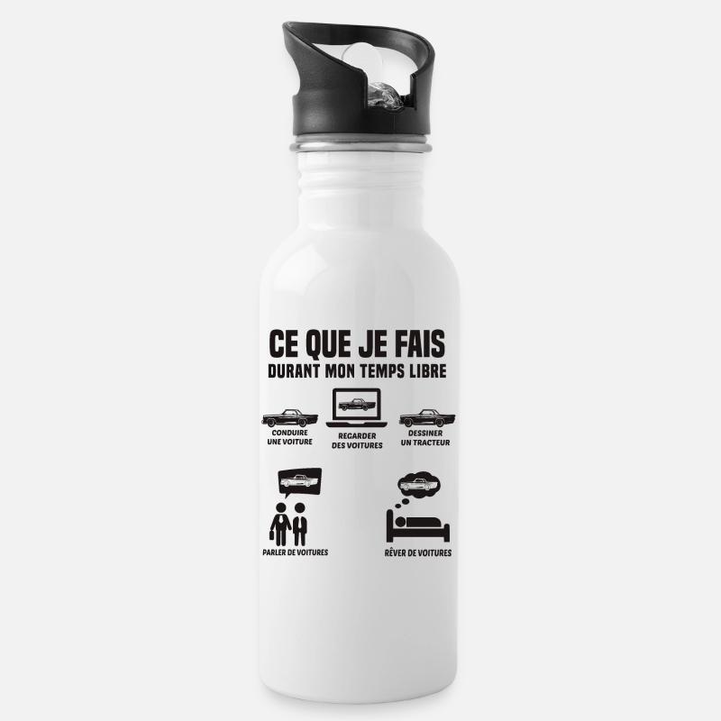 Ce Que Je Fais Pendant Mon Temps Libre Voiture - Gourde avec paille intégrée - blanc