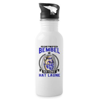 Bembel König Äppelwoi Äppler Apfelwein - Trinkflasche mit integriertem Trinkhalm - Weiß - Rechts