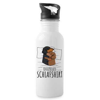 Dackel - Trinkflasche mit integriertem Trinkhalm - Weiß - Rechts