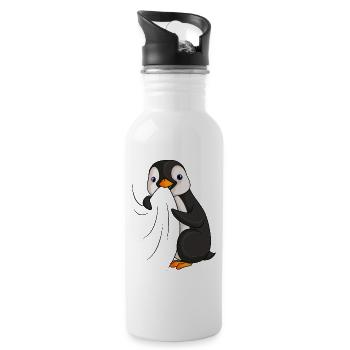 Pingouin - Gourde avec paille intégrée - blanc - Droite