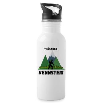 Rennsteig Thüringen Wandern Berge thüringer Wald - Trinkflasche mit integriertem Trinkhalm - Weiß - Rechts