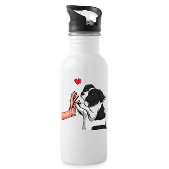 Border Collie Love Dogs Mom Mistress - Water bottle with straw - white - Right