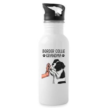 Border Collie Grandma Dog Mistress - Water bottle with straw - white - Right