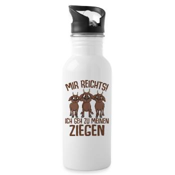Ziege - Trinkflasche mit integriertem Trinkhalm - Weiß - Rechts
