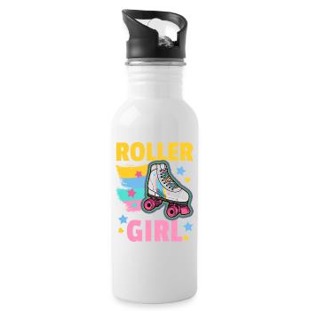 Rollschuhe Roller Girl - Trinkflasche mit integriertem Trinkhalm - Weiß - Rechts