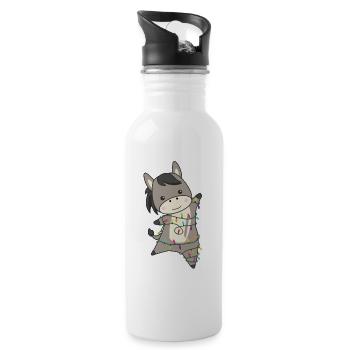 Donkeys Christmas Donkeys Winter Animals - Water bottle with straw - white - Right