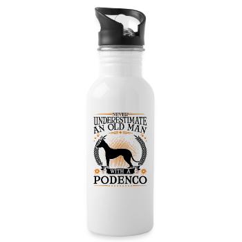 Podenco Alter Mann Windhund Ibizan Hound - Trinkflasche mit integriertem Trinkhalm - Weiß - Rechts