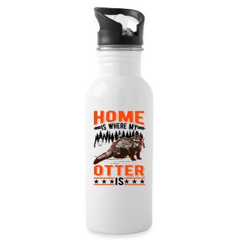 Home is where my Otter is Fischotter Seeotter - Trinkflasche mit integriertem Trinkhalm - Weiß - Rechts