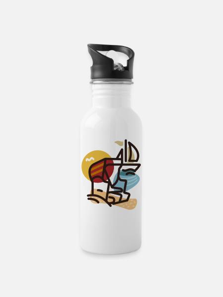 Scène de la mer Baltique - Gourde avec paille intégrée - blanc