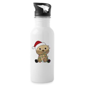 Loutre Noël Neige Animaux d’hiver Loutre - Gourde avec paille intégrée - blanc - Droite