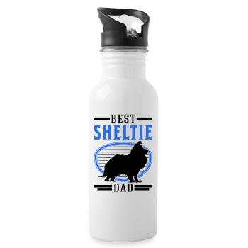 Meilleur chien de berger Shetland Papa Sheltie Chien de troupeau - Gourde avec paille intégrée - blanc - Droite