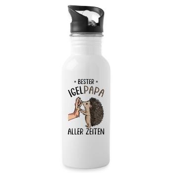 Bester Igel Papa aller Zeiten - Trinkflasche mit integriertem Trinkhalm - Weiß - Rechts