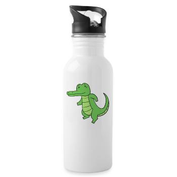 Crocodile - Gourde avec paille intégrée - blanc - Droite