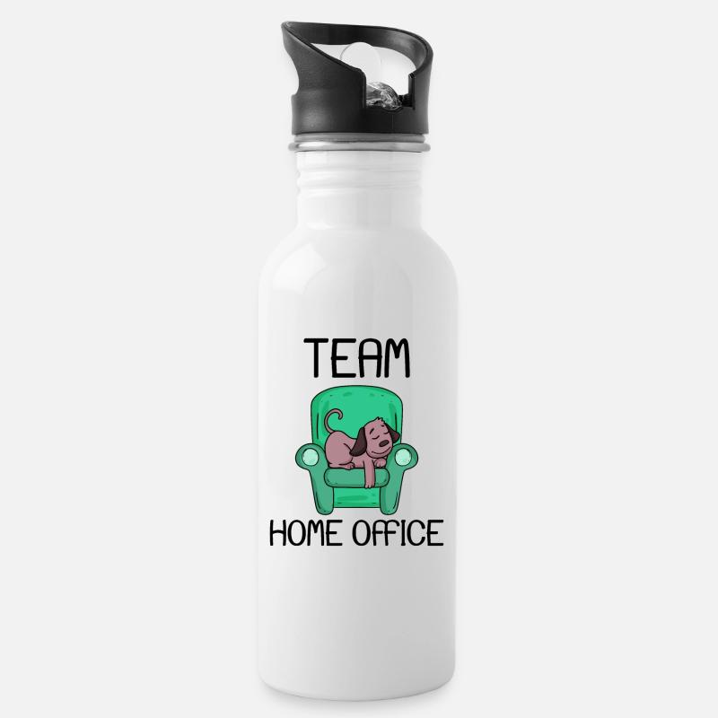 Home Office - Trinkflasche mit integriertem Trinkhalm - Weiß