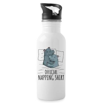 Nilpferd - Trinkflasche mit integriertem Trinkhalm - Weiß - Rechts