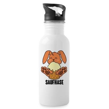 Biertrinker Saufen Bier Saufhase - Trinkflasche mit integriertem Trinkhalm - Weiß - Rechts