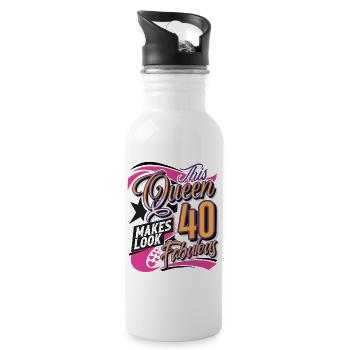 40ème anniversaire 40 ans Reine Femmes Femmes - Gourde avec paille intégrée - blanc - Droite