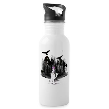 Fantasy Horror Halloween Vampir Engel Dark - Trinkflasche mit integriertem Trinkhalm - Weiß - Rechts