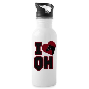 I LOVE QH - Trinkflasche mit integriertem Trinkhalm - Weiß - Rechts