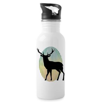 Hirsch - Trinkflasche mit integriertem Trinkhalm - Weiß - Rechts