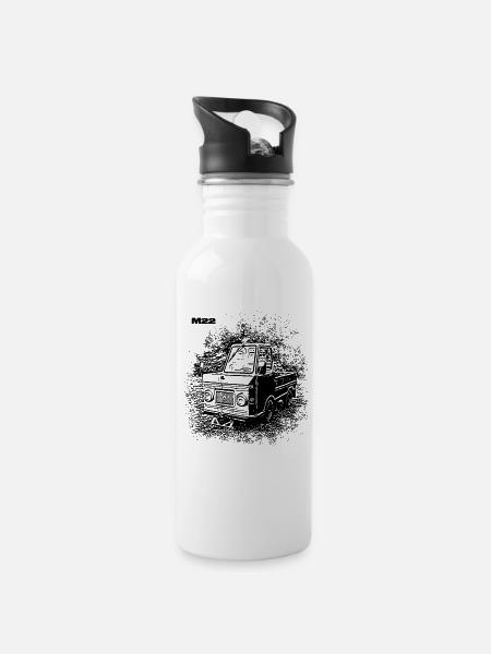 Multicar M22 - Trinkflasche mit integriertem Trinkhalm - Weiß