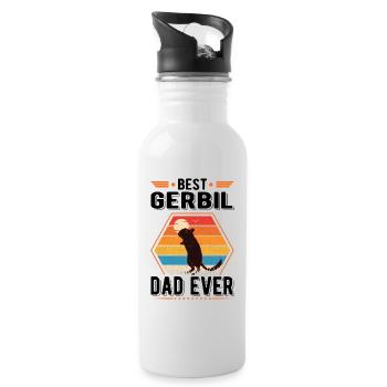 Best Gerbil Dad Ever Rennmaus - Trinkflasche mit integriertem Trinkhalm - Weiß - Rechts