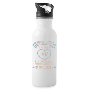 Devine quoi ! Tata voudrais-tu être ma marraine ? - Gourde avec paille intégrée - blanc - Droite