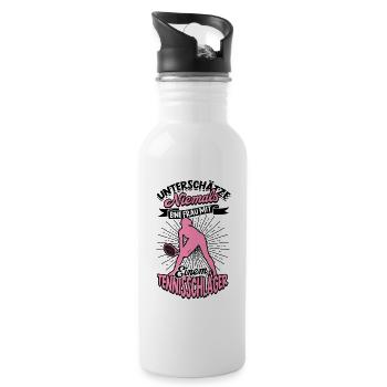 Tennisspielerin Tennisschläger Tennis Geschenk - Trinkflasche mit integriertem Trinkhalm - Weiß - Rechts