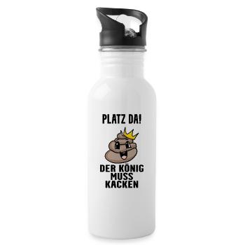 Kacke König - Trinkflasche mit integriertem Trinkhalm - Weiß - Rechts
