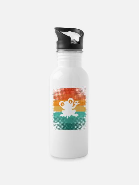 Frog - Water bottle with straw - white