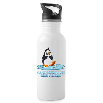 Ganz dünnes Eis mein Freund - Trinkflasche mit integriertem Trinkhalm - Weiß - Rechts