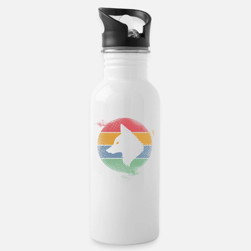 Fuchs - Trinkflasche mit integriertem Trinkhalm - Weiß