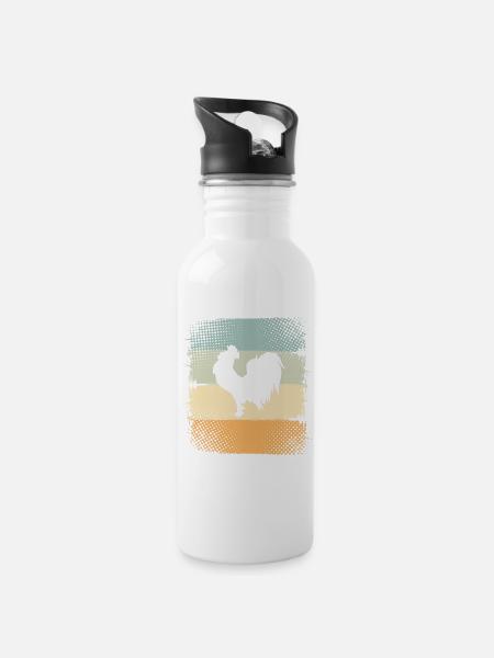 Rooster - Water bottle with straw - white