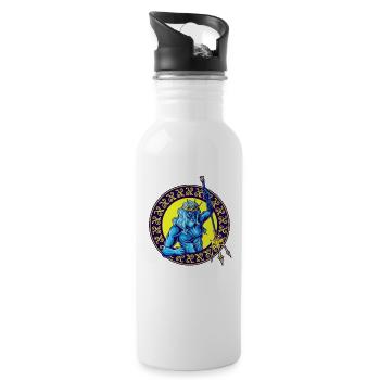 Gott des Meeres Poseidon - Trinkflasche mit integriertem Trinkhalm - Weiß - Rechts