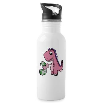 Dinosaures avec bébés dinosaures - Gourde avec paille intégrée - blanc - Droite