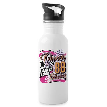 88. Geburtstag 88 Jahre Queen Frauen Damen - Trinkflasche mit integriertem Trinkhalm - Weiß - Rechts