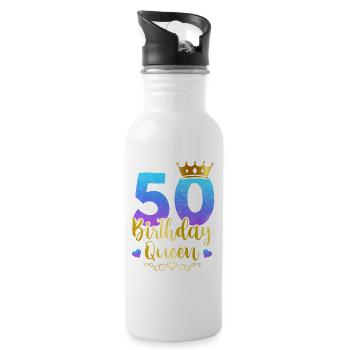 Ladies Birthday Queen 50th Birthday 50 Years Born - Water bottle with straw - white - Right
