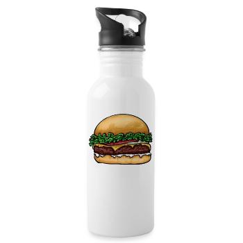 Hamburger Cheeseburger - Trinkflasche mit integriertem Trinkhalm - Weiß - Rechts