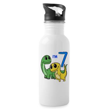 7. Geburtstag Junge - 7 Jahre Geschenk - Trinkflasche mit integriertem Trinkhalm - Weiß - Rechts