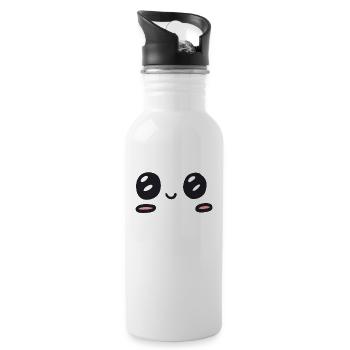 kawaii tears of joy - Water bottle with straw - white - Right