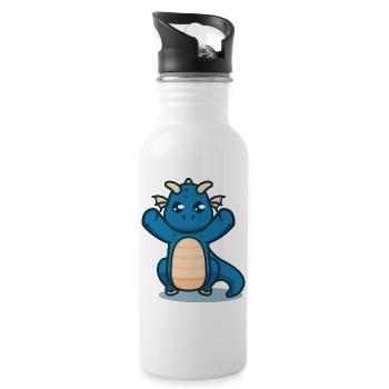 Süßer Baby Drache will auf den Arm - Trinkflasche mit integriertem Trinkhalm - Weiß - Rechts